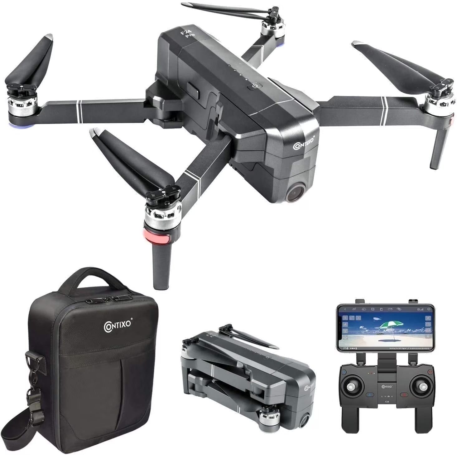 F24 Pro GPS Drone with Camera, 4K RC Drone with 30-Min Flight and 1600 Ft Range, Foldable, Black